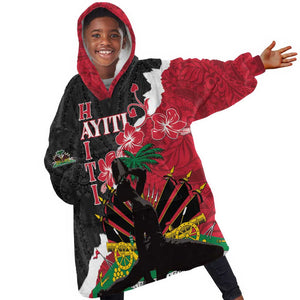 Personalised Afro Ayiti Neg Marron Kid Wearable Blanket Hoodie Dashiki Mix Polynesian Pattern