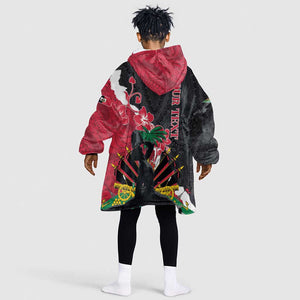 Personalised Afro Ayiti Neg Marron Kid Wearable Blanket Hoodie Dashiki Mix Polynesian Pattern