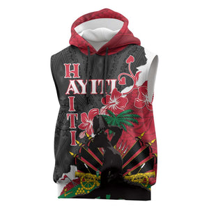 Personalised Afro Ayiti Neg Marron Sleeveless Hoodie Dashiki Mix Polynesian Pattern - African Pride