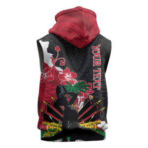 Personalised Afro Ayiti Neg Marron Sleeveless Hoodie Dashiki Mix Polynesian Pattern - African Pride