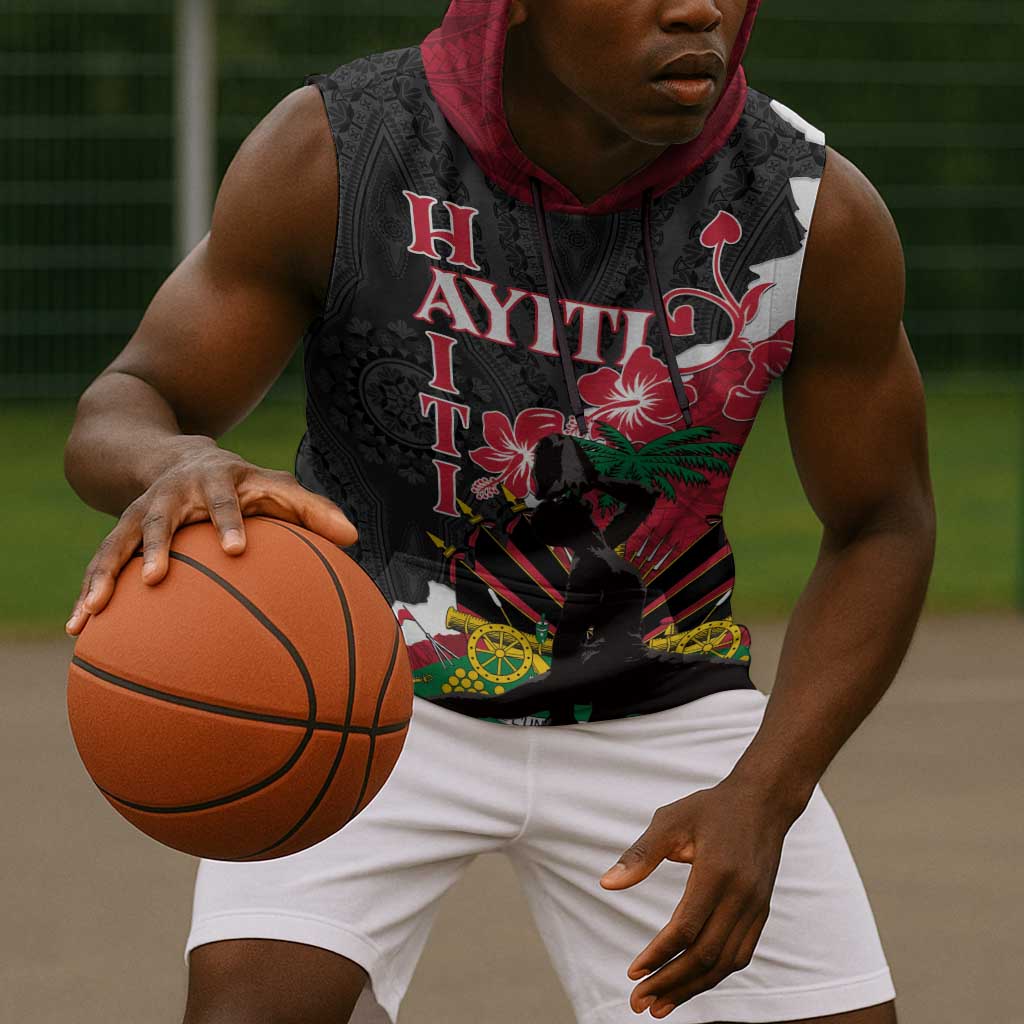 Personalised Afro Ayiti Neg Marron Sleeveless Hoodie Dashiki Mix Polynesian Pattern - African Pride