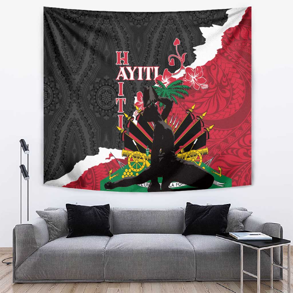 Personalised Afro Ayiti Neg Marron Tapestry Dashiki Mix Polynesian Pattern