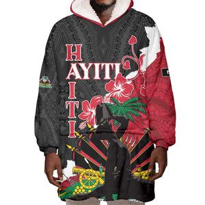 Personalised Afro Ayiti Neg Marron Wearable Blanket Hoodie Dashiki Mix Polynesian Pattern