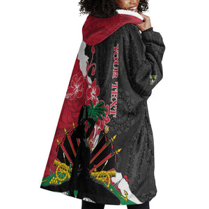 Personalised Afro Ayiti Neg Marron Wearable Blanket Hoodie Dashiki Mix Polynesian Pattern