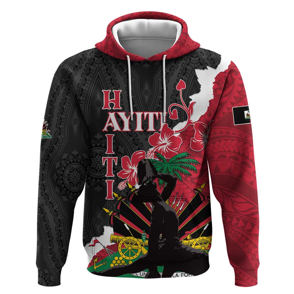 Personalised Afro Ayiti Neg Marron Zip Hoodie Dashiki Mix Polynesian Pattern