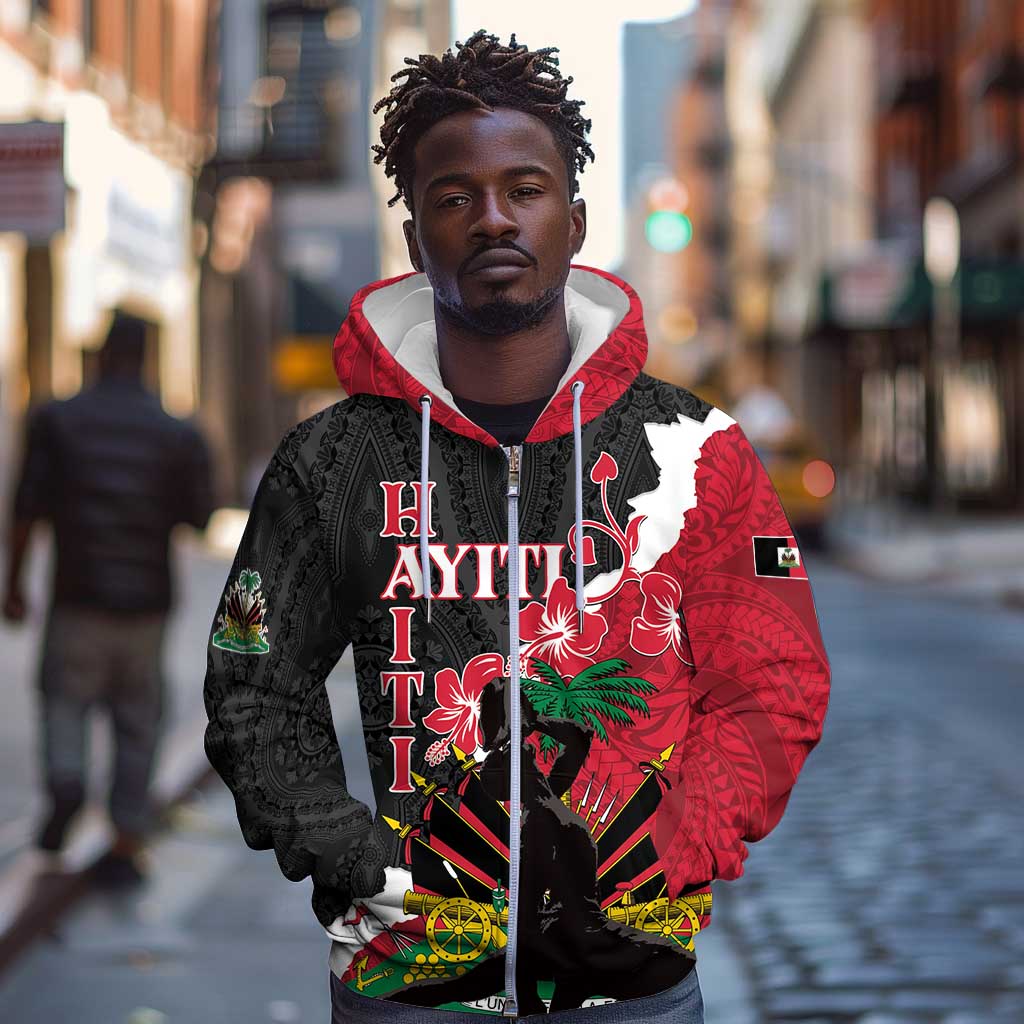 Personalised Afro Ayiti Neg Marron Zip Hoodie Dashiki Mix Polynesian Pattern