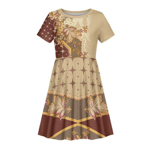 Mughal Empire Motif Unique Kid Short Sleeve Dress