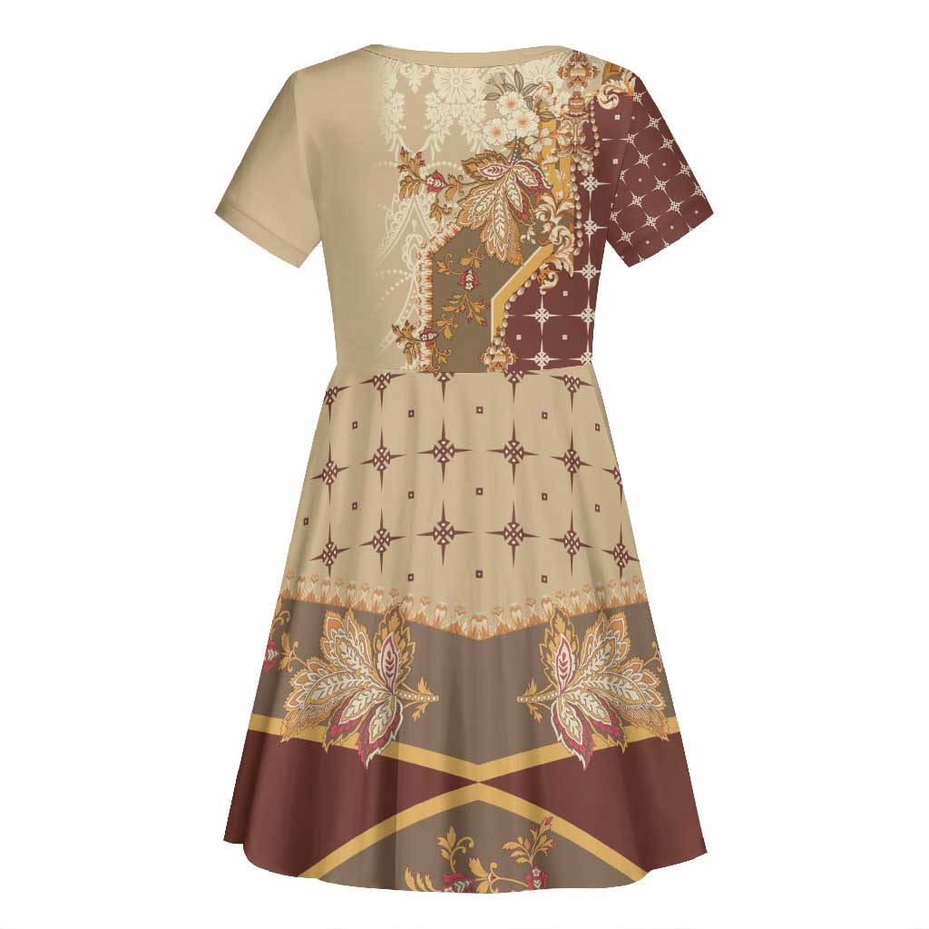 Mughal Empire Motif Unique Kid Short Sleeve Dress