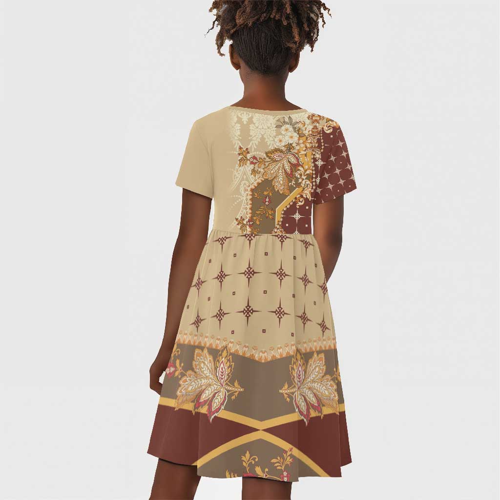 Mughal Empire Motif Unique Kid Short Sleeve Dress