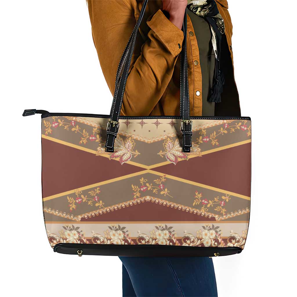 Mughal Empire Motif Unique Leather Tote Bag