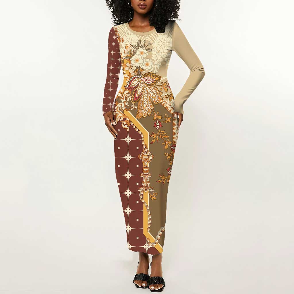 Mughal Empire Motif Unique Long Sleeve Bodycon Dress