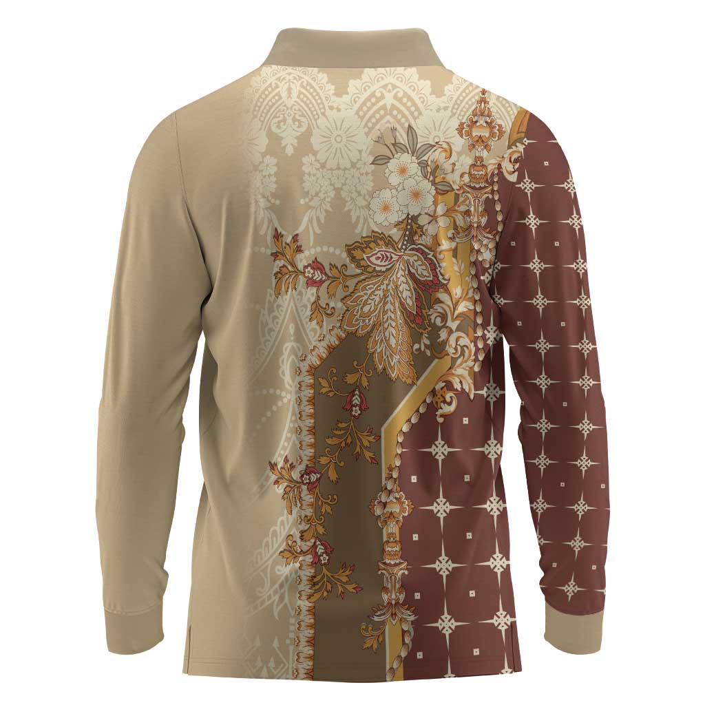 Mughal Empire Motif Unique Long Sleeve Polo Shirt