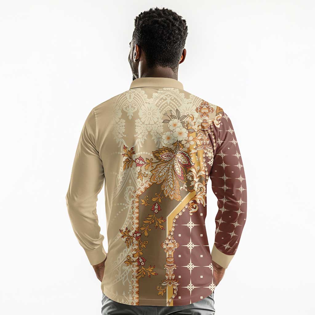 Mughal Empire Motif Unique Long Sleeve Polo Shirt