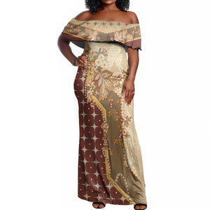 Mughal Empire Motif Unique Off Shoulder Maxi Dress