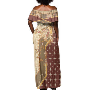 Mughal Empire Motif Unique Off Shoulder Maxi Dress