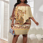 Mughal Empire Motif Unique Off Shoulder Short Dress