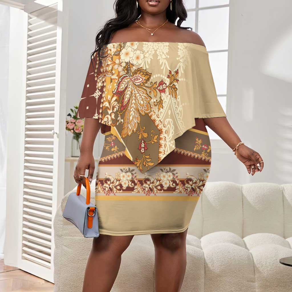 Mughal Empire Motif Unique Off Shoulder Short Dress