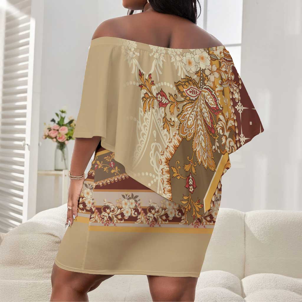 Mughal Empire Motif Unique Off Shoulder Short Dress