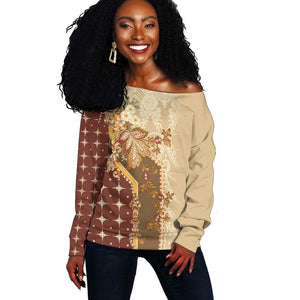 Mughal Empire Motif Unique Off Shoulder Sweater