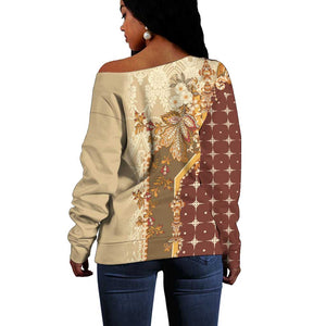 Mughal Empire Motif Unique Off Shoulder Sweater