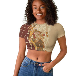Mughal Empire Motif Unique Raglan Cropped T shirt