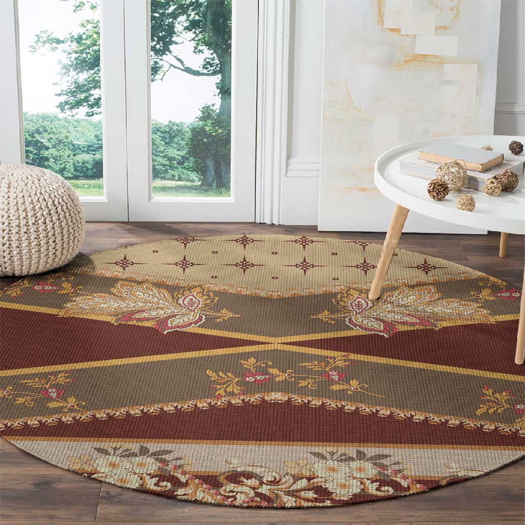 Mughal Empire Motif Unique Round Carpet