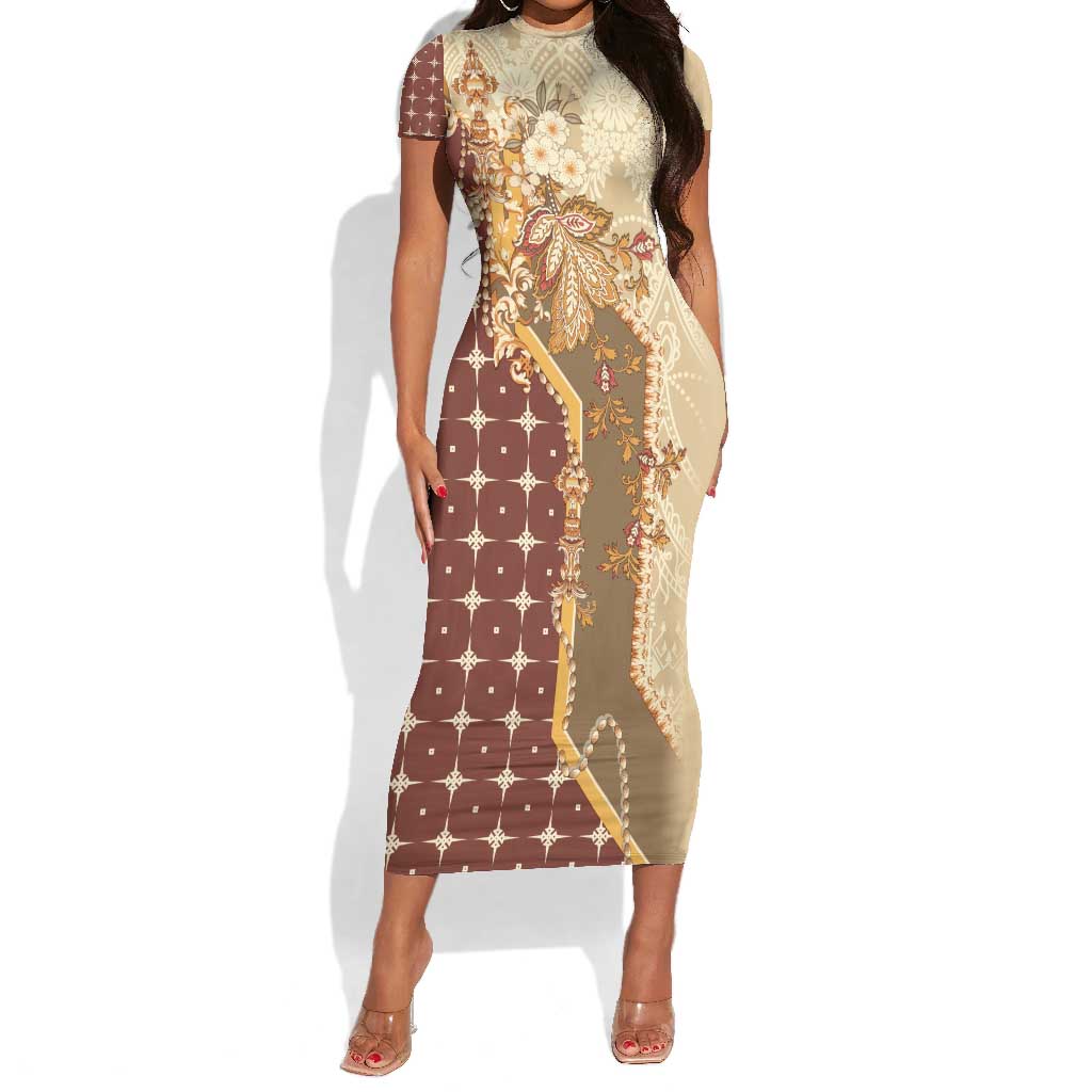 Mughal Empire Motif Unique Short Sleeve Bodycon Dress