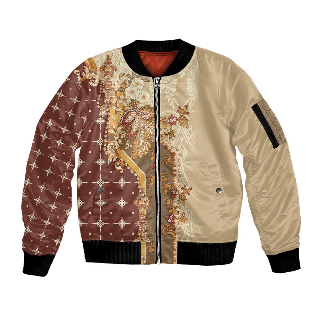 Mughal Empire Motif Unique Sleeve Zip Bomber Jacket