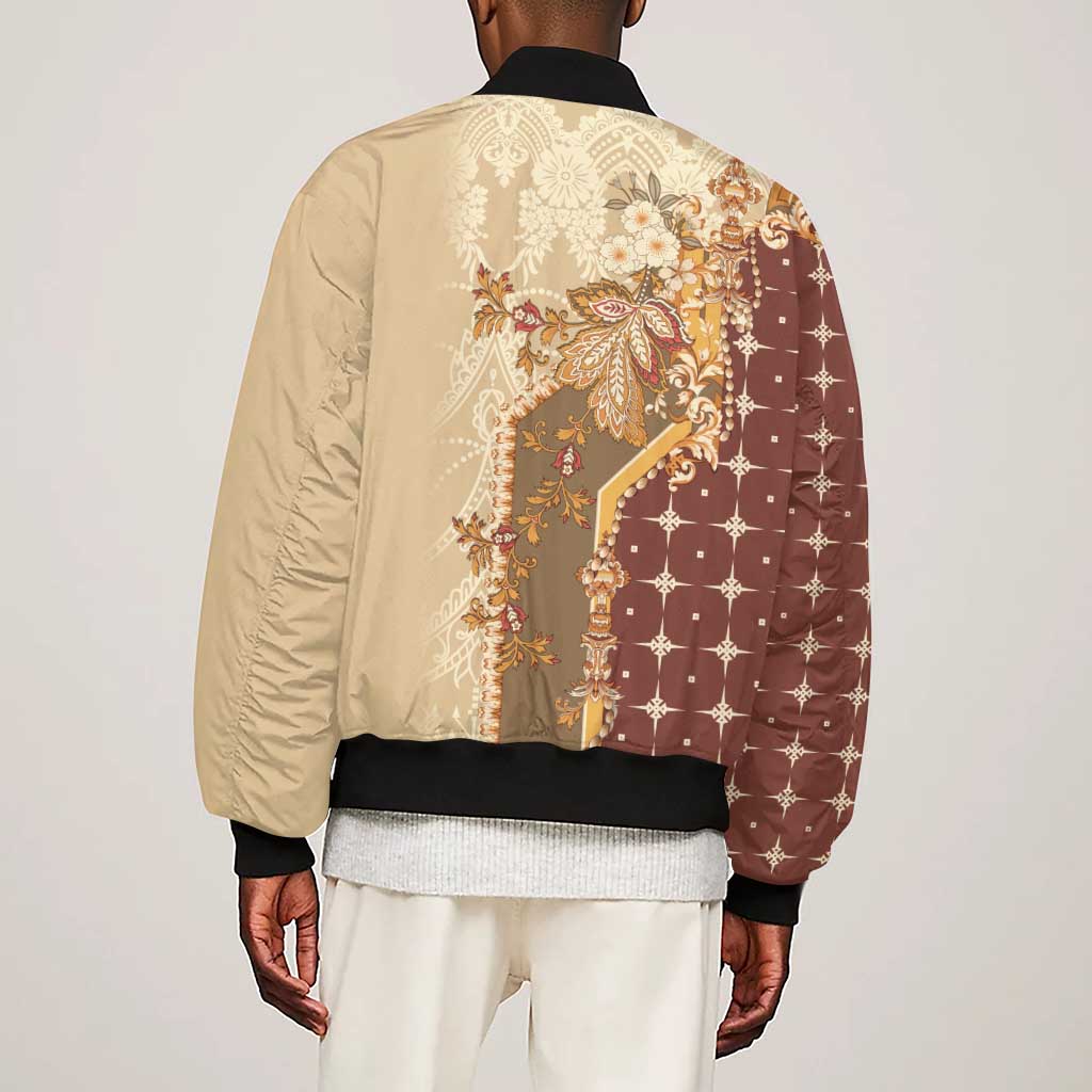 Mughal Empire Motif Unique Sleeve Zip Bomber Jacket