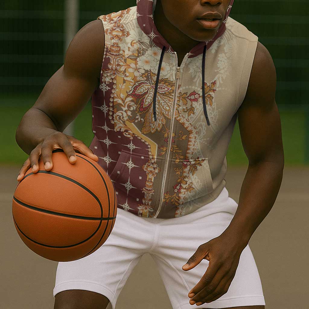 Mughal Empire Motif Unique Sleeveless Zip Hoodie - African Pride