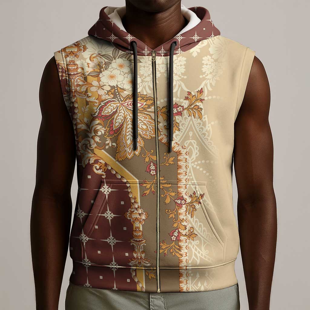 Mughal Empire Motif Unique Sleeveless Zip Hoodie - African Pride