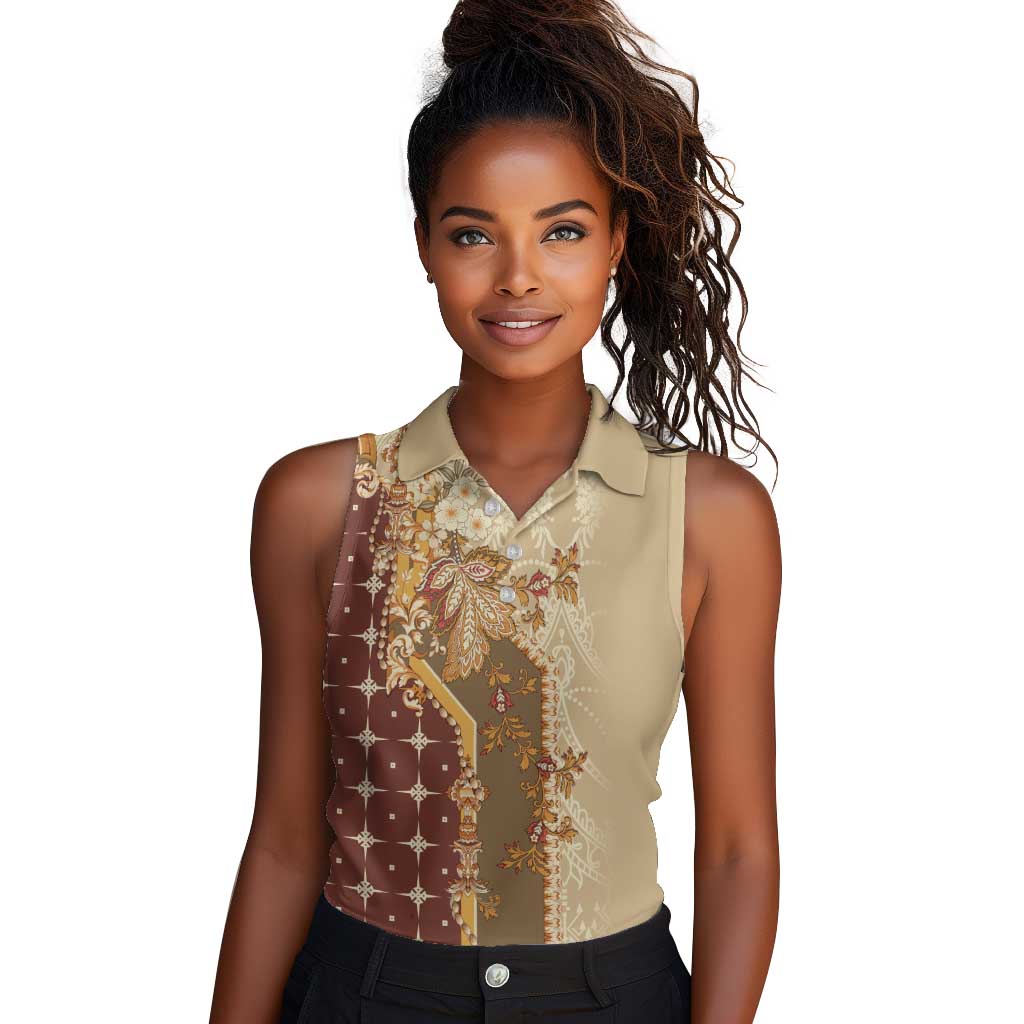 Mughal Empire Motif Unique Women Sleeveless Polo Shirt