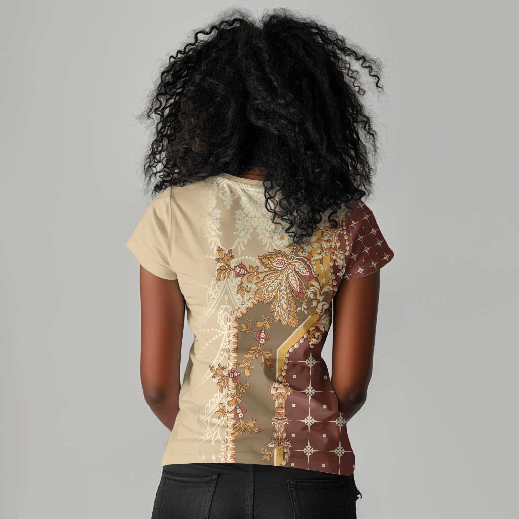Mughal Empire Motif Unique Women V-Neck T-Shirt