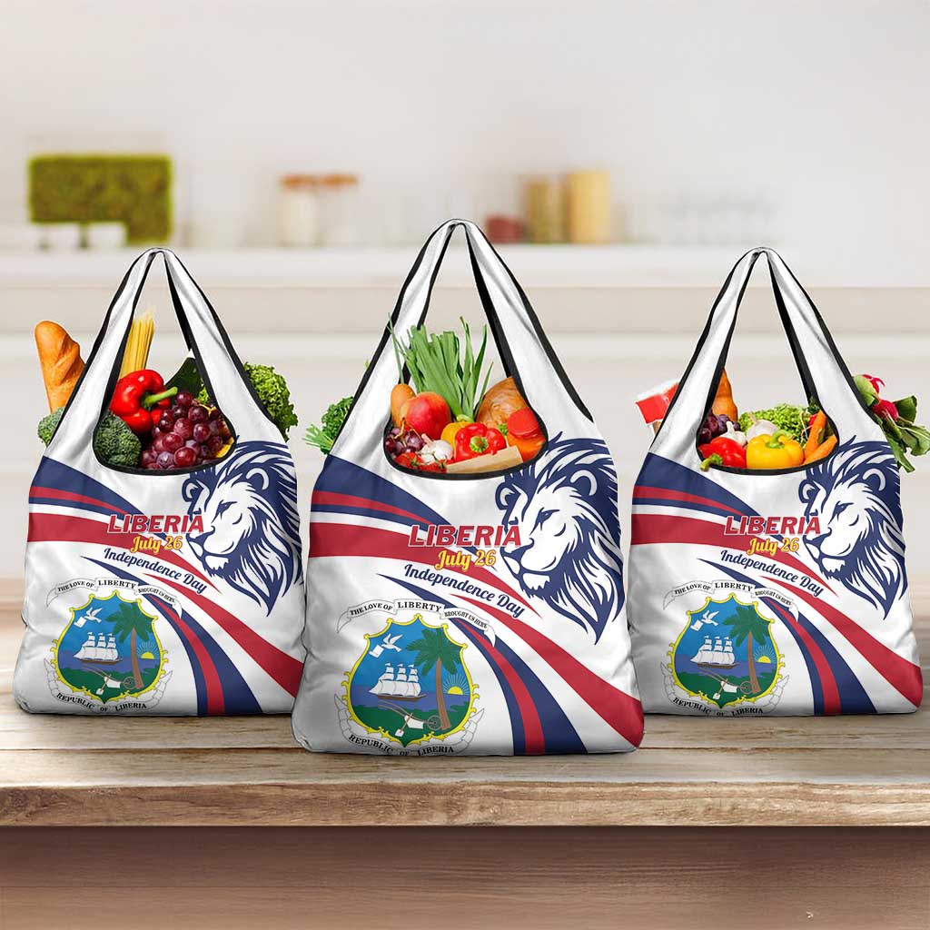 Liberia Independence Day Grocery Bag July 26 Lion Coat of Arms