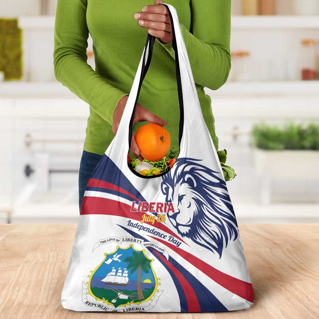 Liberia Independence Day Grocery Bag July 26 Lion Coat of Arms
