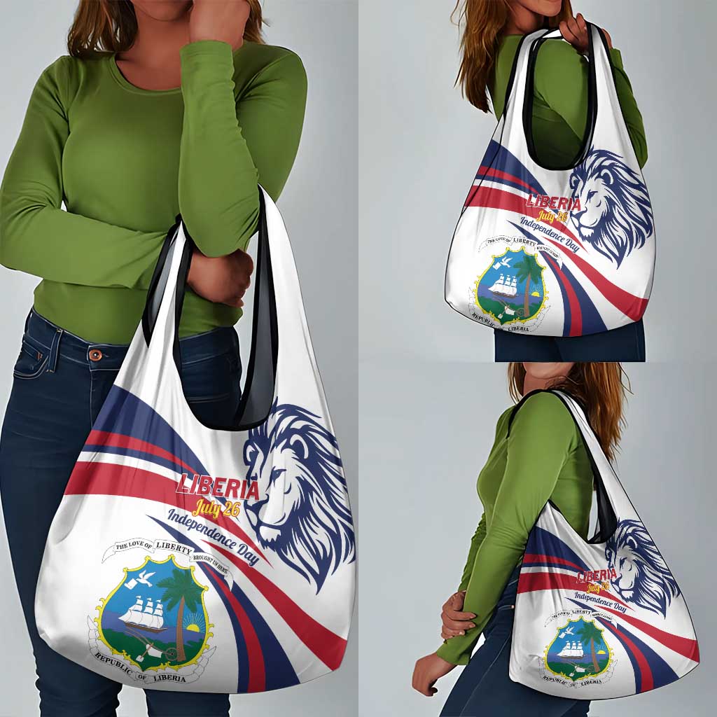 Liberia Independence Day Grocery Bag July 26 Lion Coat of Arms