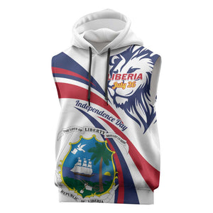 Liberia Independence Day Sleeveless Hoodie July 26 Lion Coat of Arms - African Pride