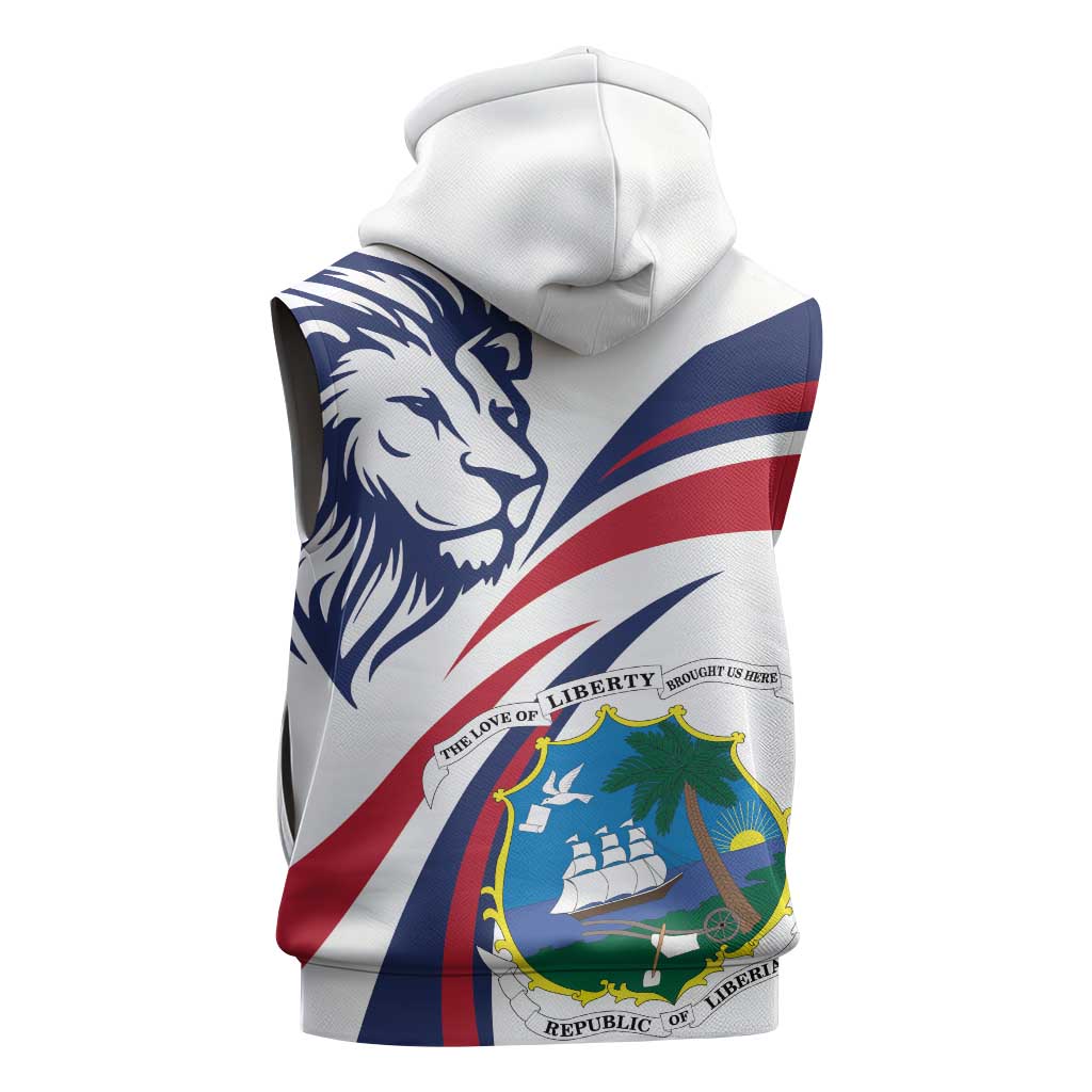 Liberia Independence Day Sleeveless Zip Hoodie July 26 Lion Coat of Arms - African Pride