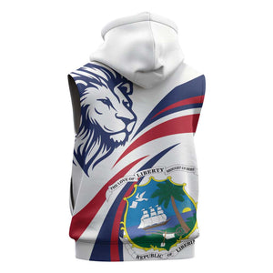 Liberia Independence Day Sleeveless Zip Hoodie July 26 Lion Coat of Arms - African Pride