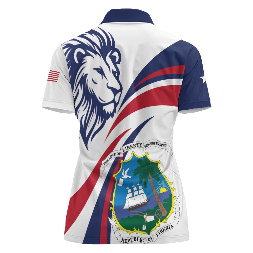 Liberia Independence Day Women Polo Shirt July 26 Lion Coat of Arms