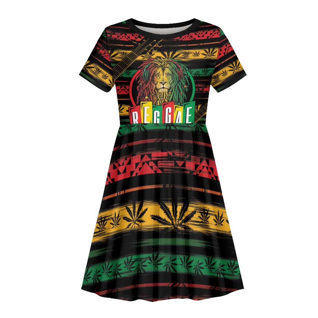 International Reggae Day Kid Short Sleeve Dress Rastafarian Lion Legend of Reggae