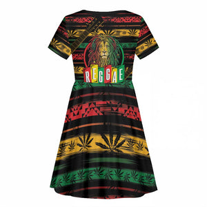 International Reggae Day Kid Short Sleeve Dress Rastafarian Lion Legend of Reggae