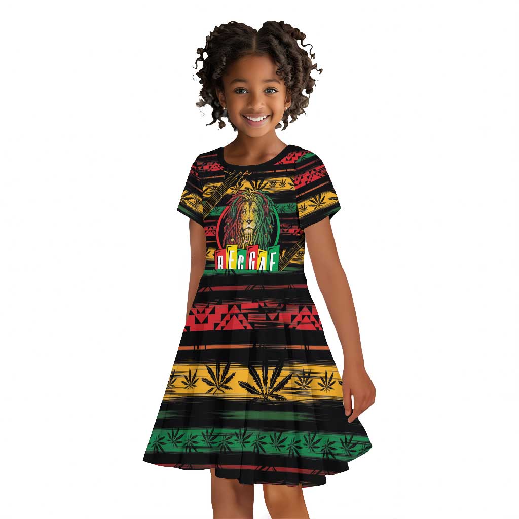 International Reggae Day Kid Short Sleeve Dress Rastafarian Lion Legend of Reggae
