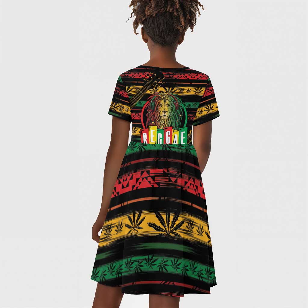 International Reggae Day Kid Short Sleeve Dress Rastafarian Lion Legend of Reggae