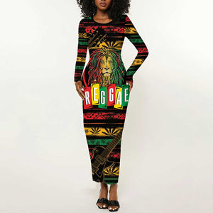 International Reggae Day Long Sleeve Bodycon Dress Rastafarian Lion Legend of Reggae LT01