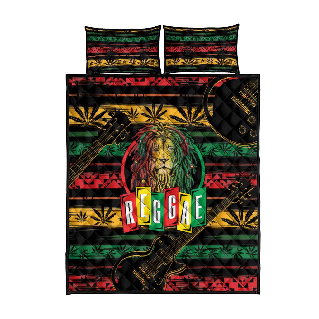 International Reggae Day Quilt Bed Set Rastafarian Lion Legend of Reggae