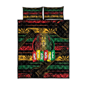 International Reggae Day Quilt Bed Set Rastafarian Lion Legend of Reggae