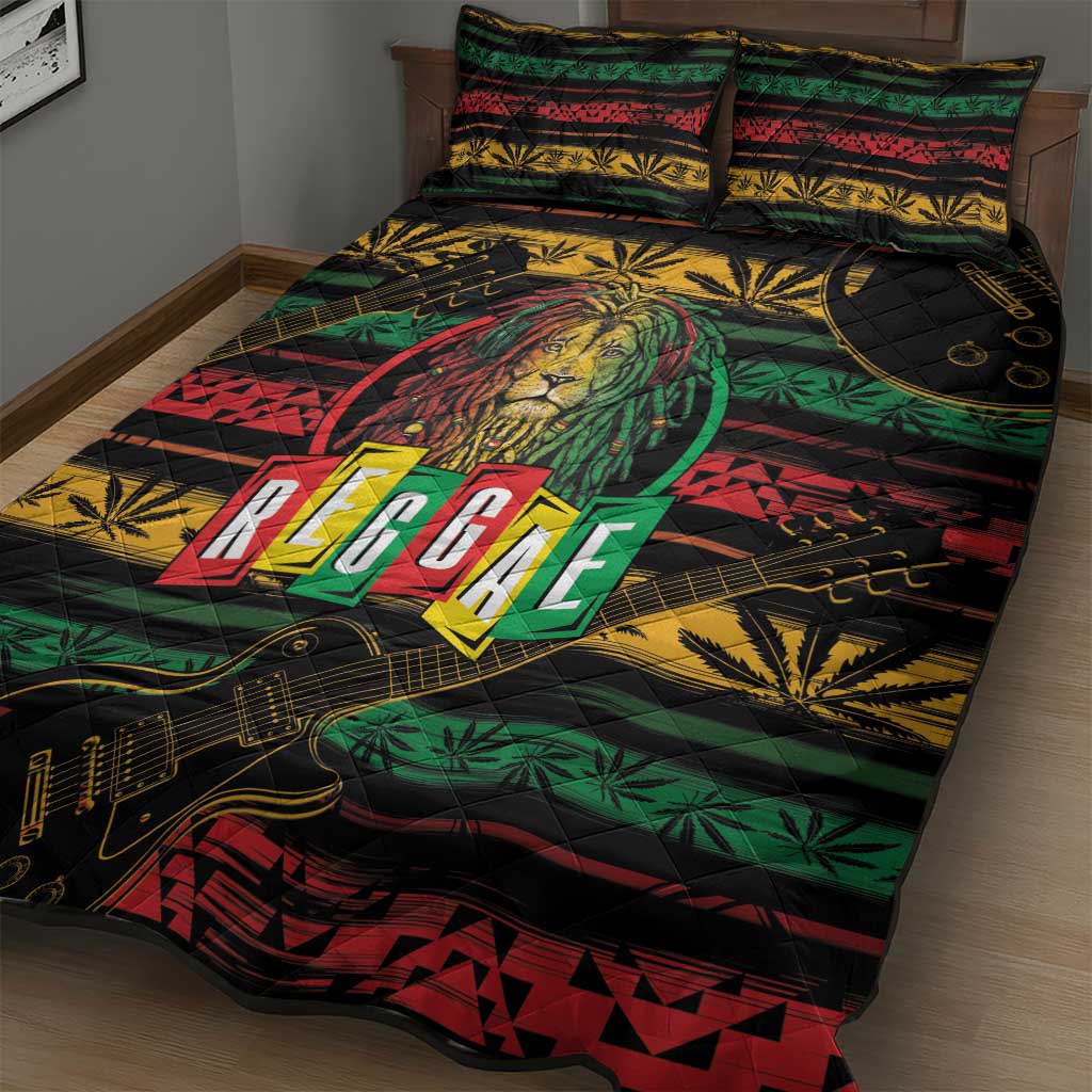 International Reggae Day Quilt Bed Set Rastafarian Lion Legend of Reggae