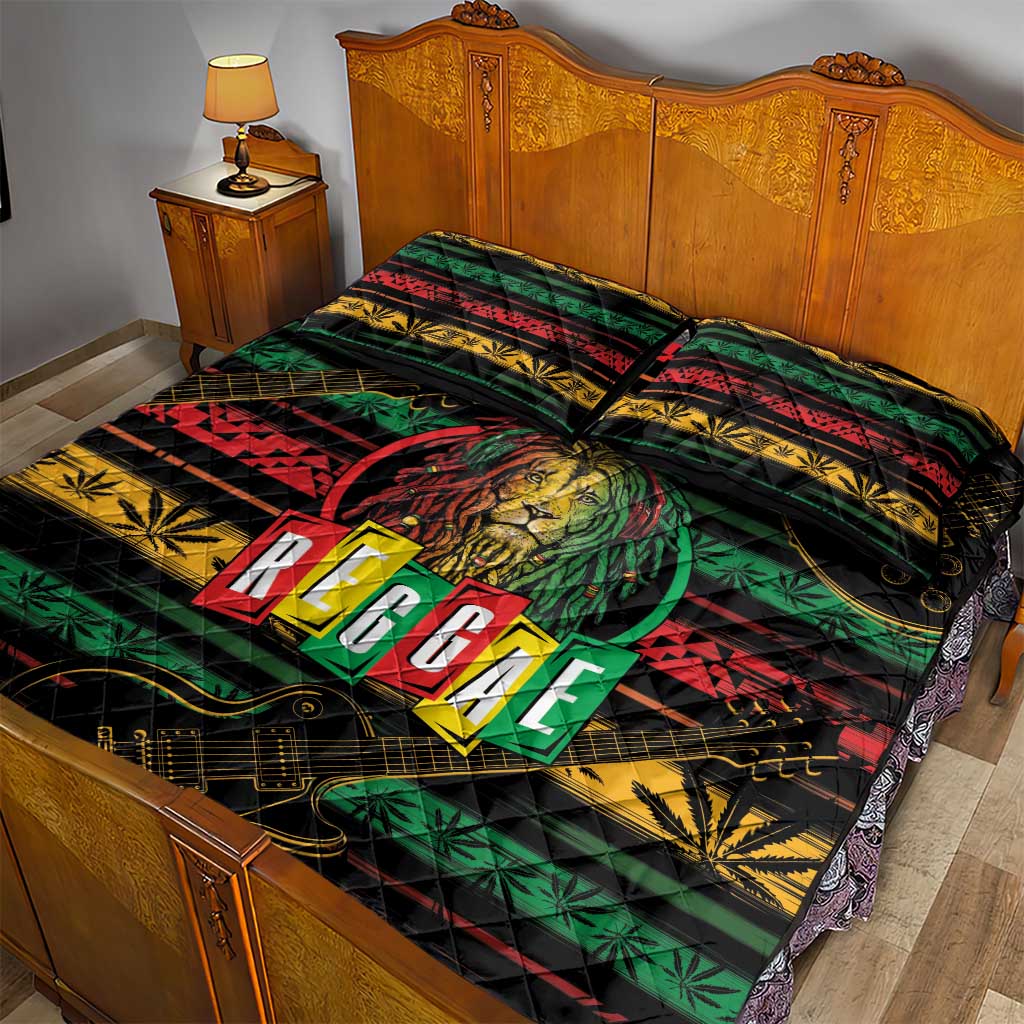 International Reggae Day Quilt Bed Set Rastafarian Lion Legend of Reggae