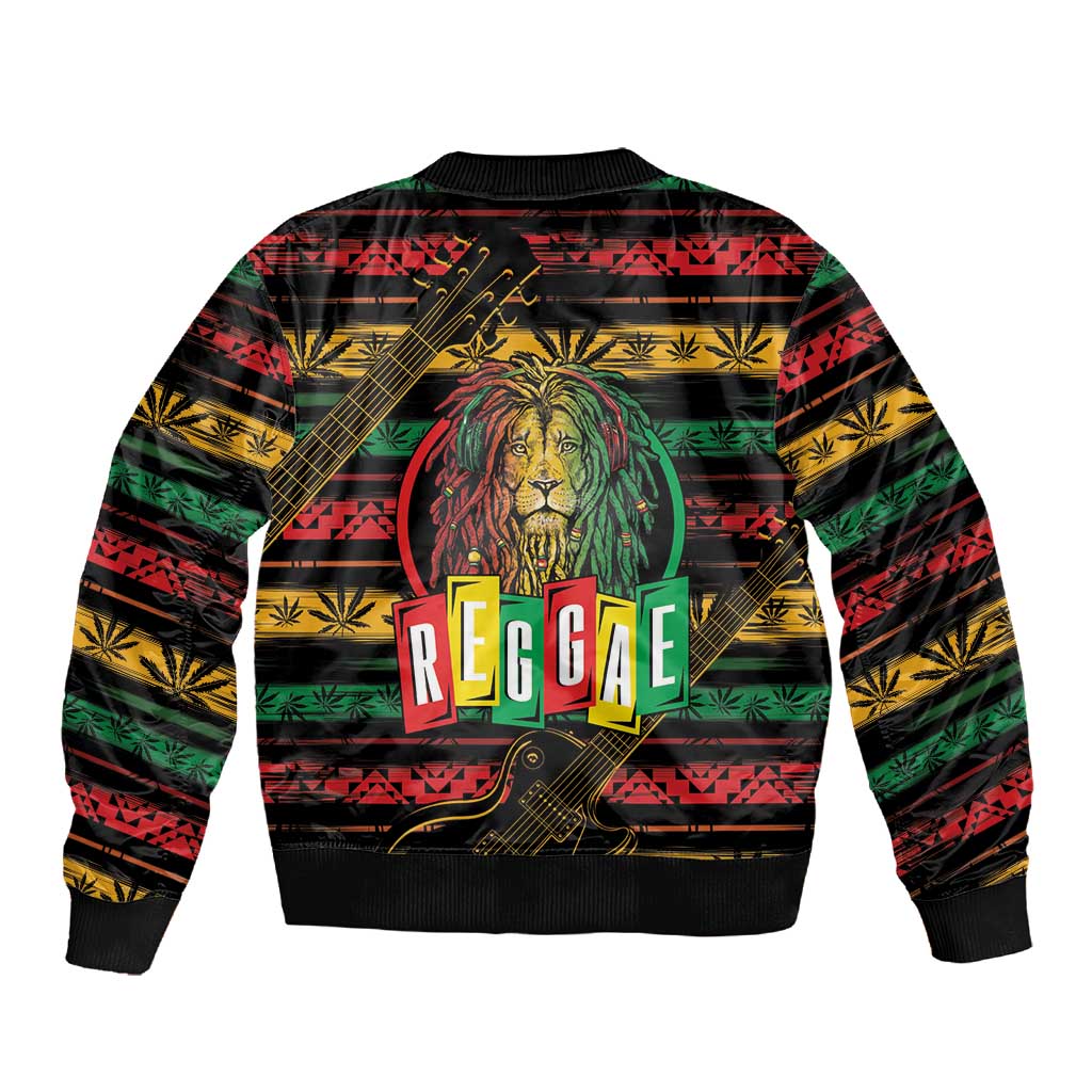 International Reggae Day Sleeve Zip Bomber Jacket Rastafarian Lion Legend of Reggae